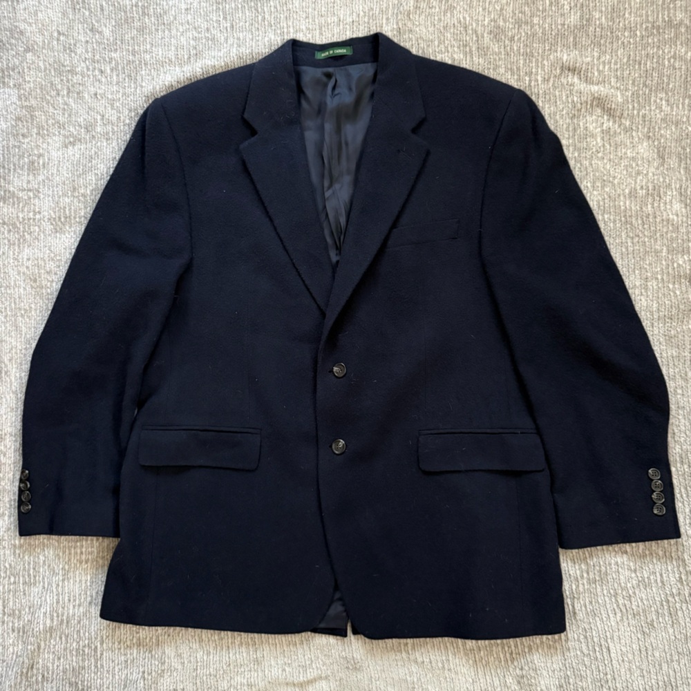 Lauren Ralph Lauren Black Camel Hair Blazer‎ 44R Made in Canada Classic Jacket